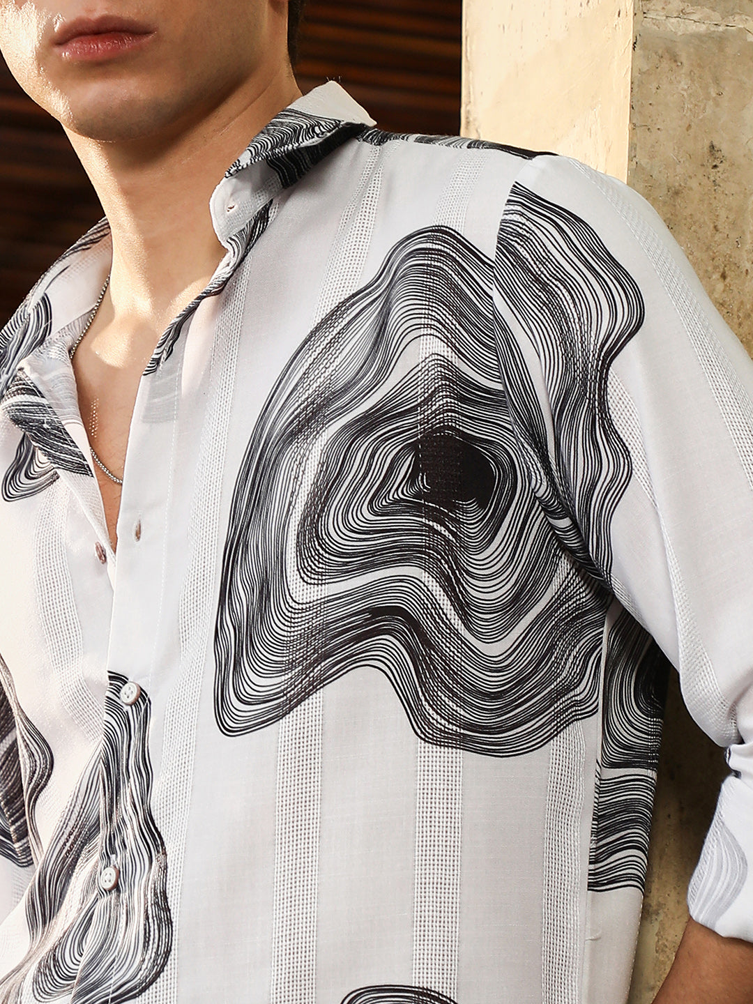 Contrast-Spool Jacquard Shirt