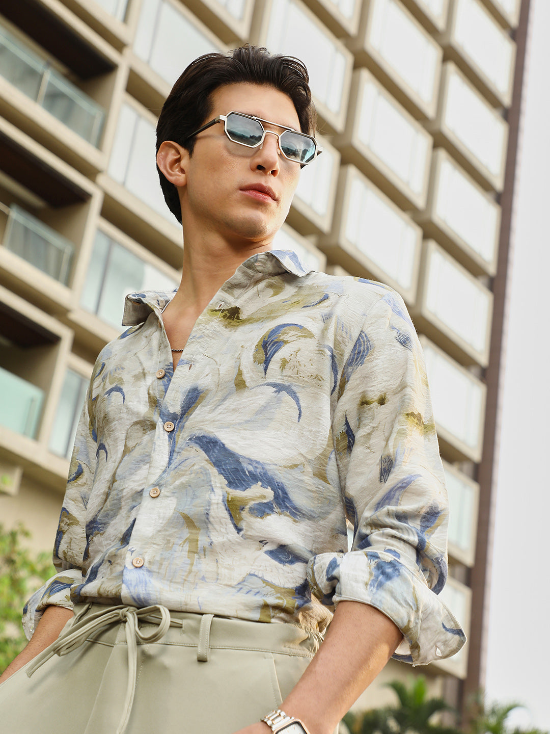 Waterbrush-Imprint Dobby Shirt