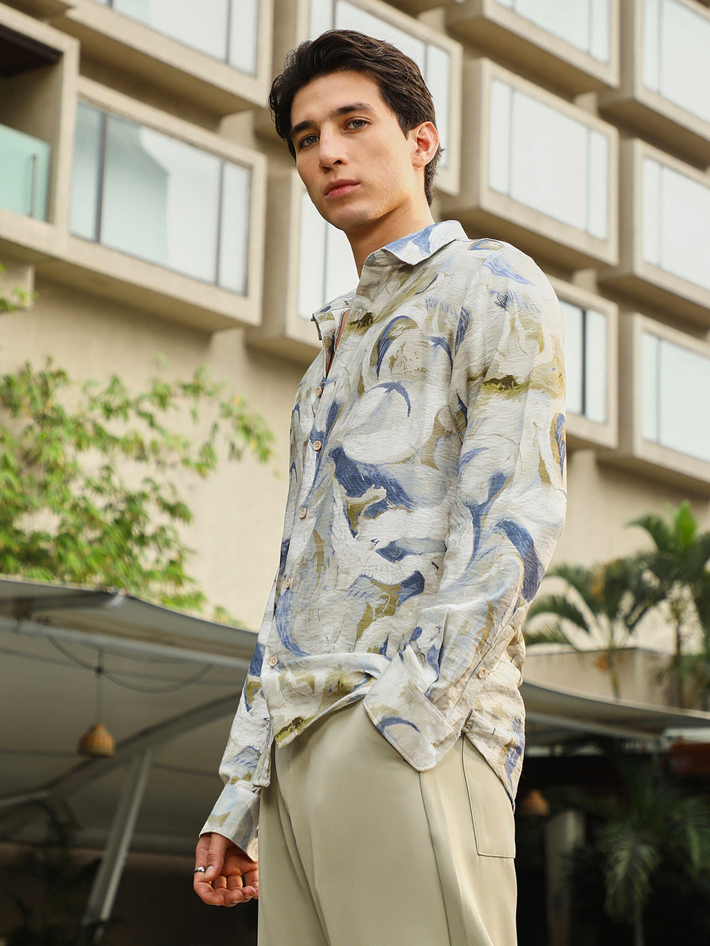 Waterbrush-Imprint Dobby Shirt