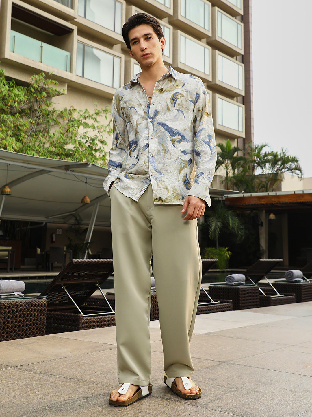 Waterbrush-Imprint Dobby Shirt