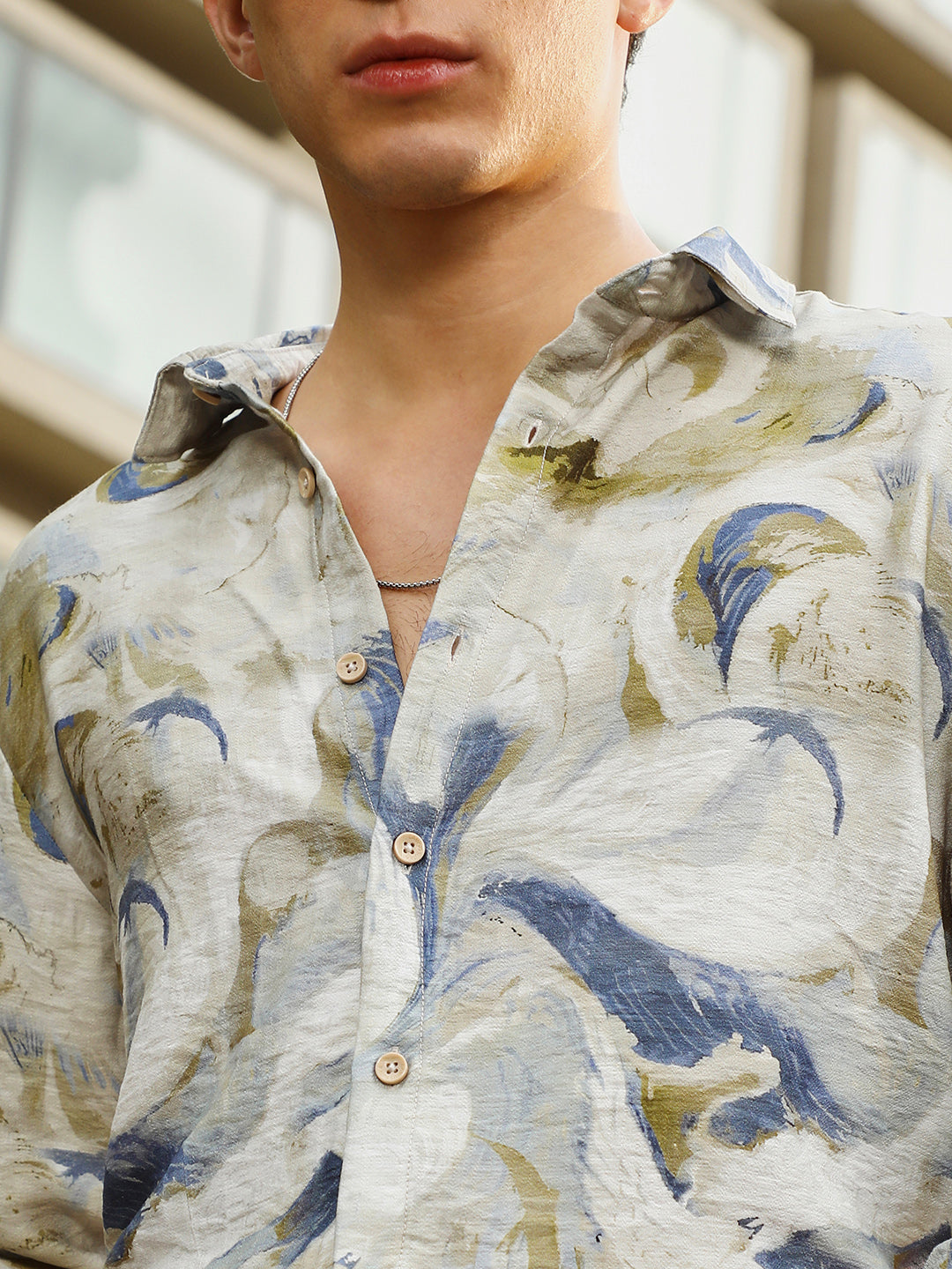 Waterbrush-Imprint Dobby Shirt