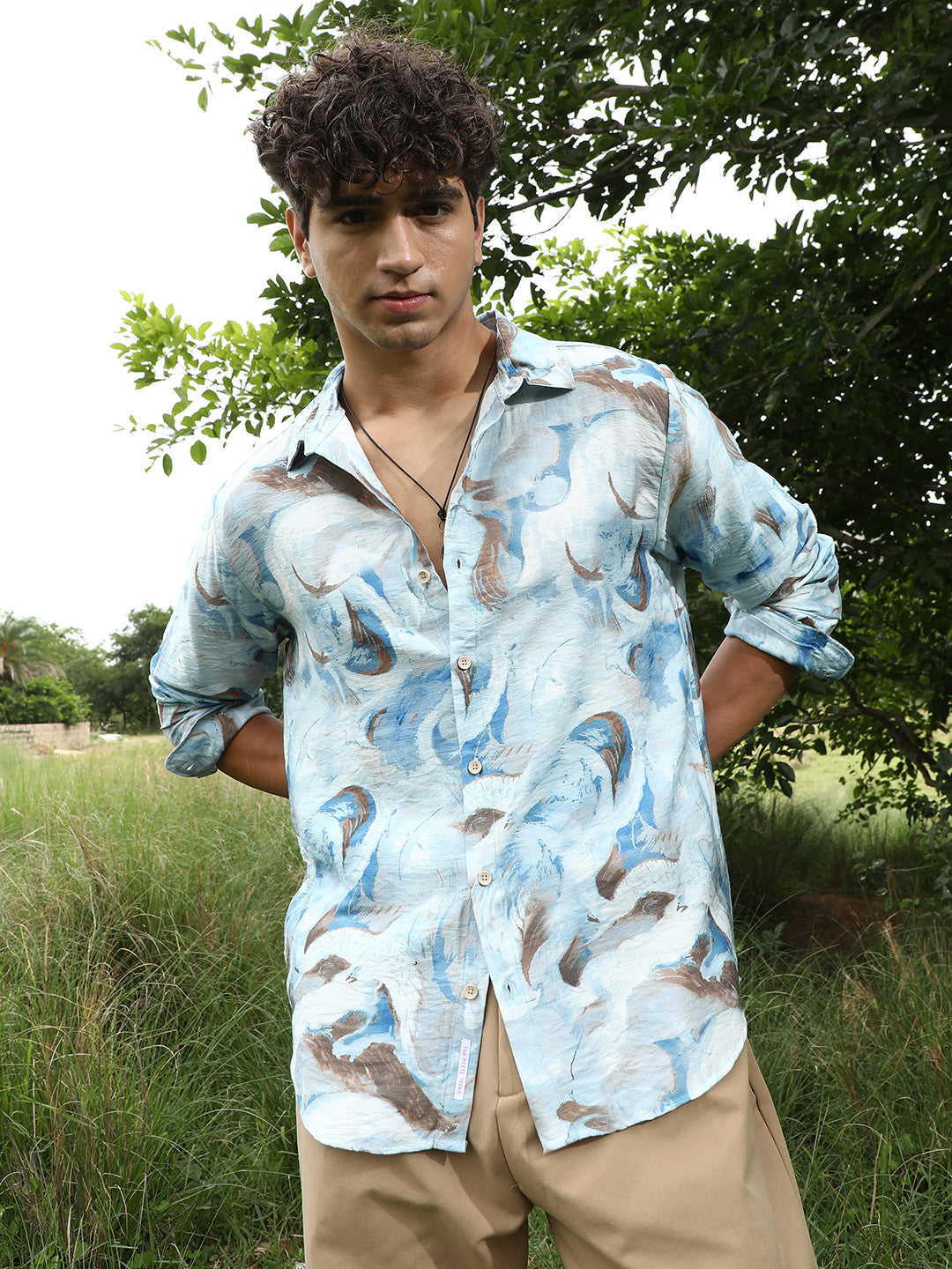 Waterbrush-Imprint Dobby Shirt