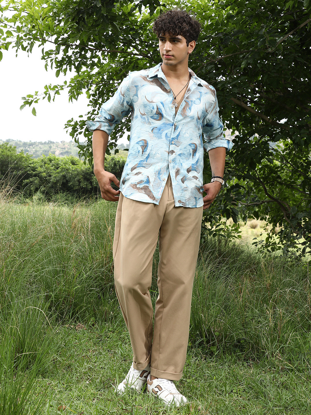 Waterbrush-Imprint Dobby Shirt