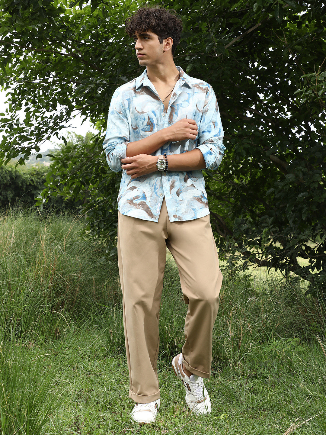 Waterbrush-Imprint Dobby Shirt