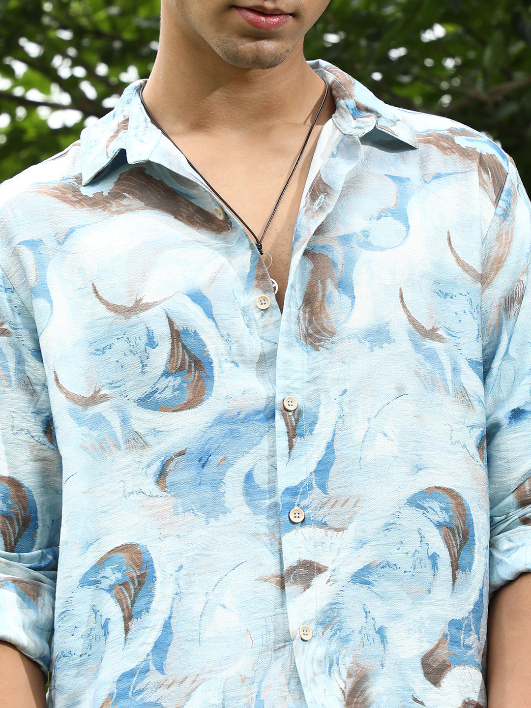 Waterbrush-Imprint Dobby Shirt