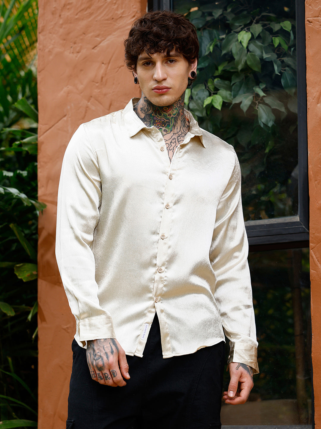 Crushed-Satin Regular Shirt
