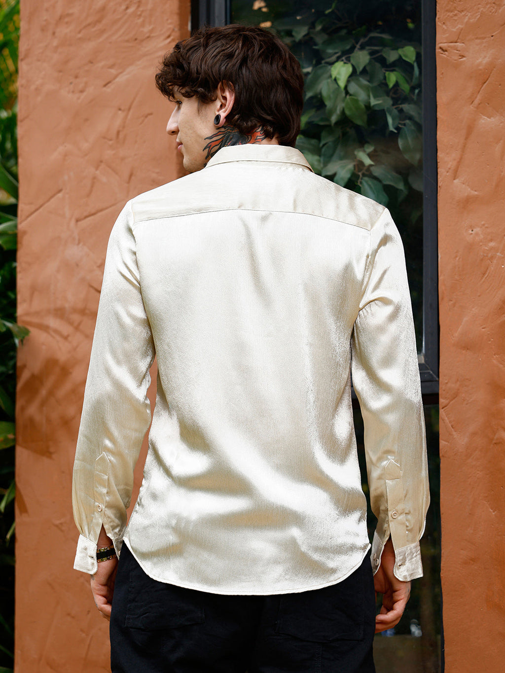 Crushed-Satin Regular Shirt