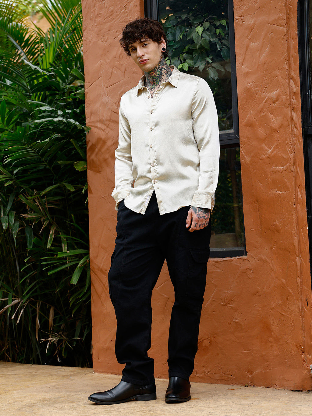 Crushed-Satin Regular Shirt