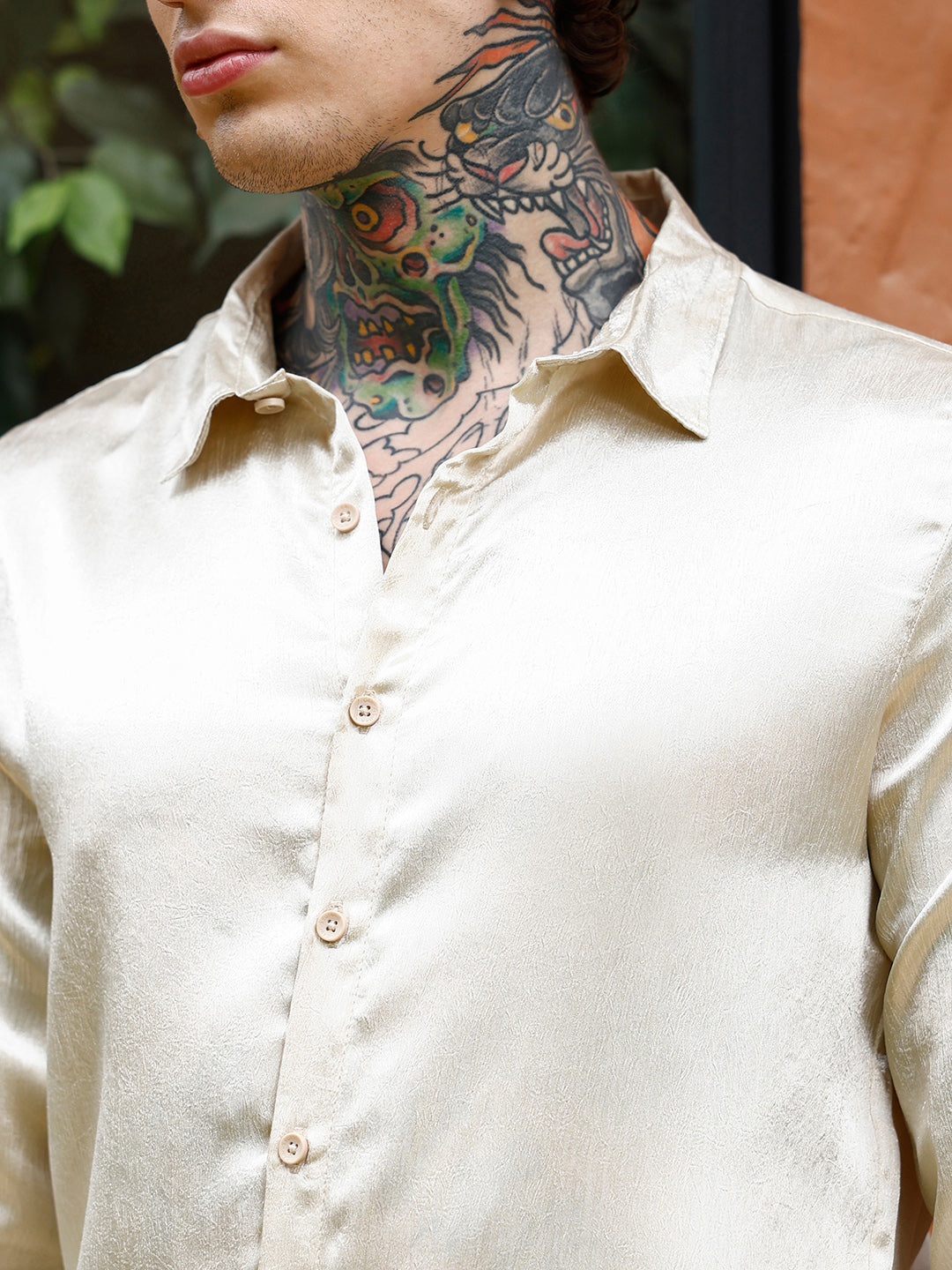 Crushed-Satin Regular Shirt