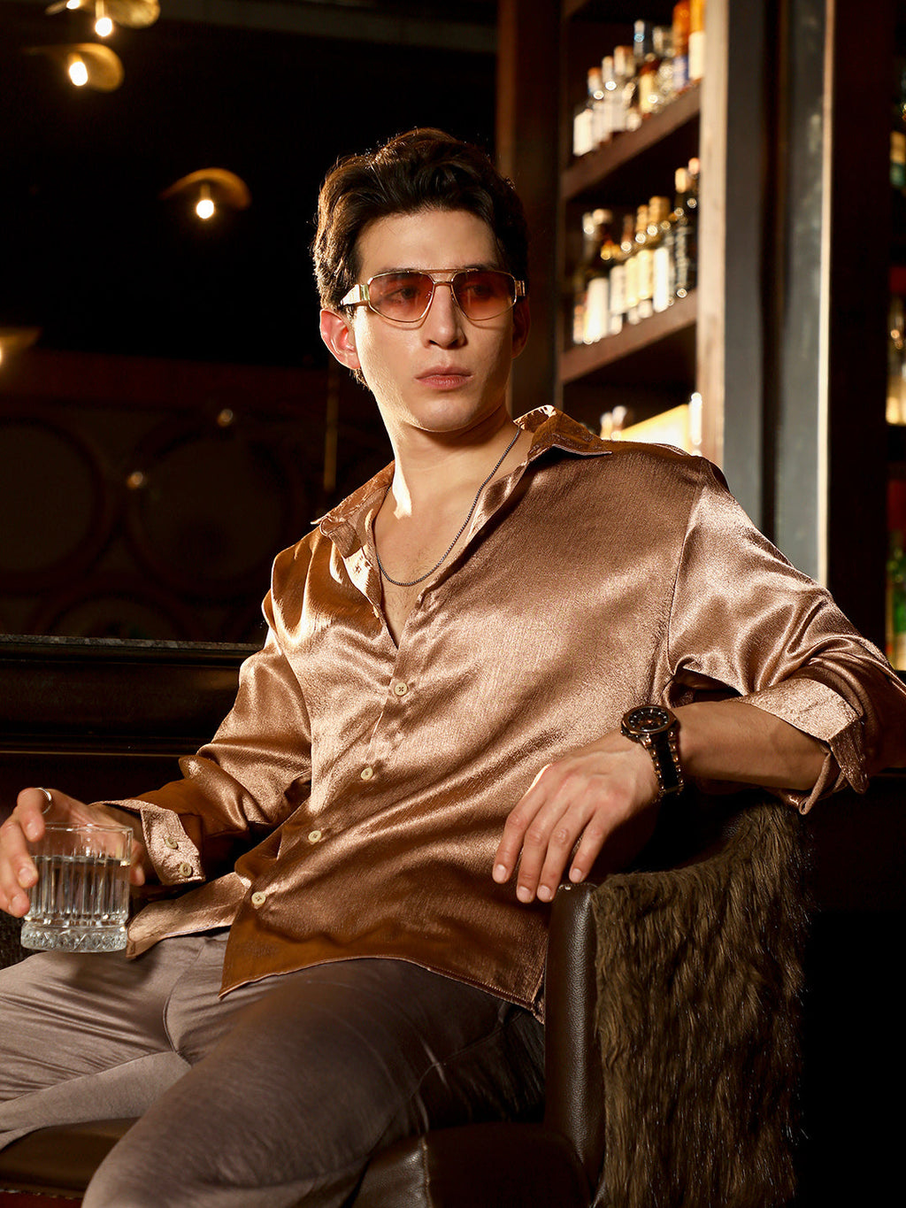 Gleaming Crushed-Satin Shirt