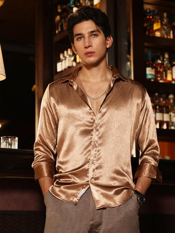 Gleaming Crushed-Satin Shirt