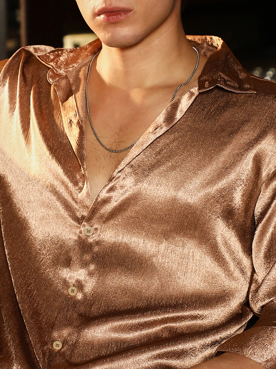 Gleaming Crushed-Satin Shirt