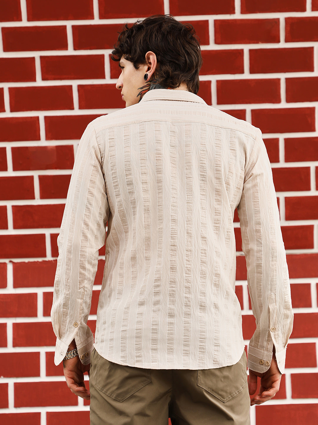 Textured Candy-Striped Shirt