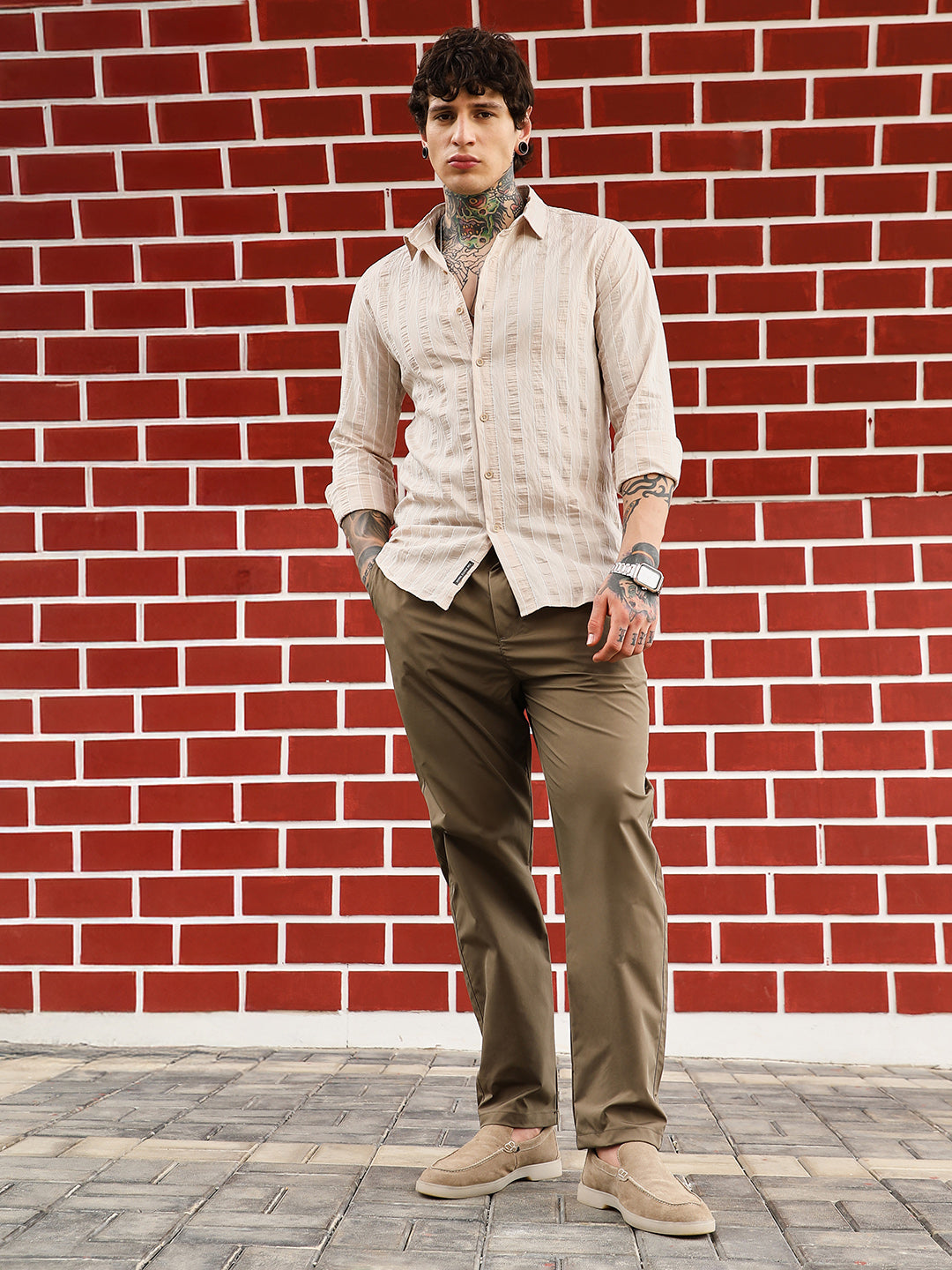 Textured Candy-Striped Shirt