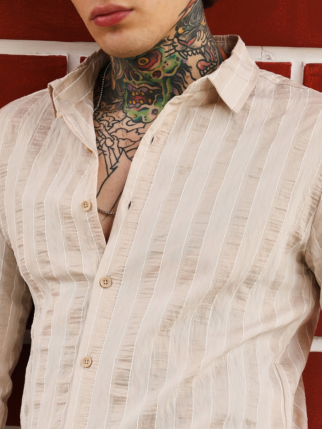 Textured Candy-Striped Shirt