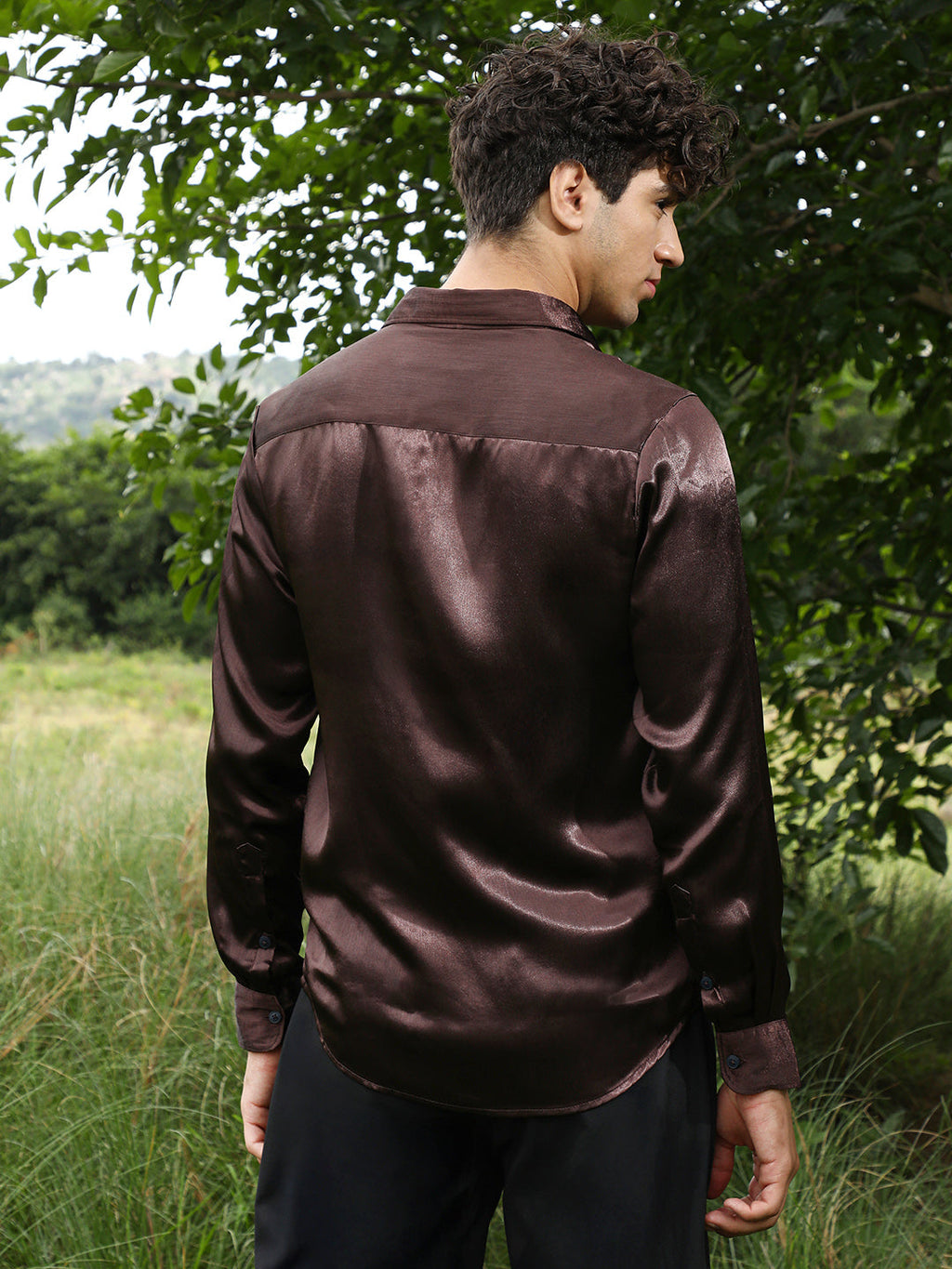 Gleaming Crushed-Satin Shirt