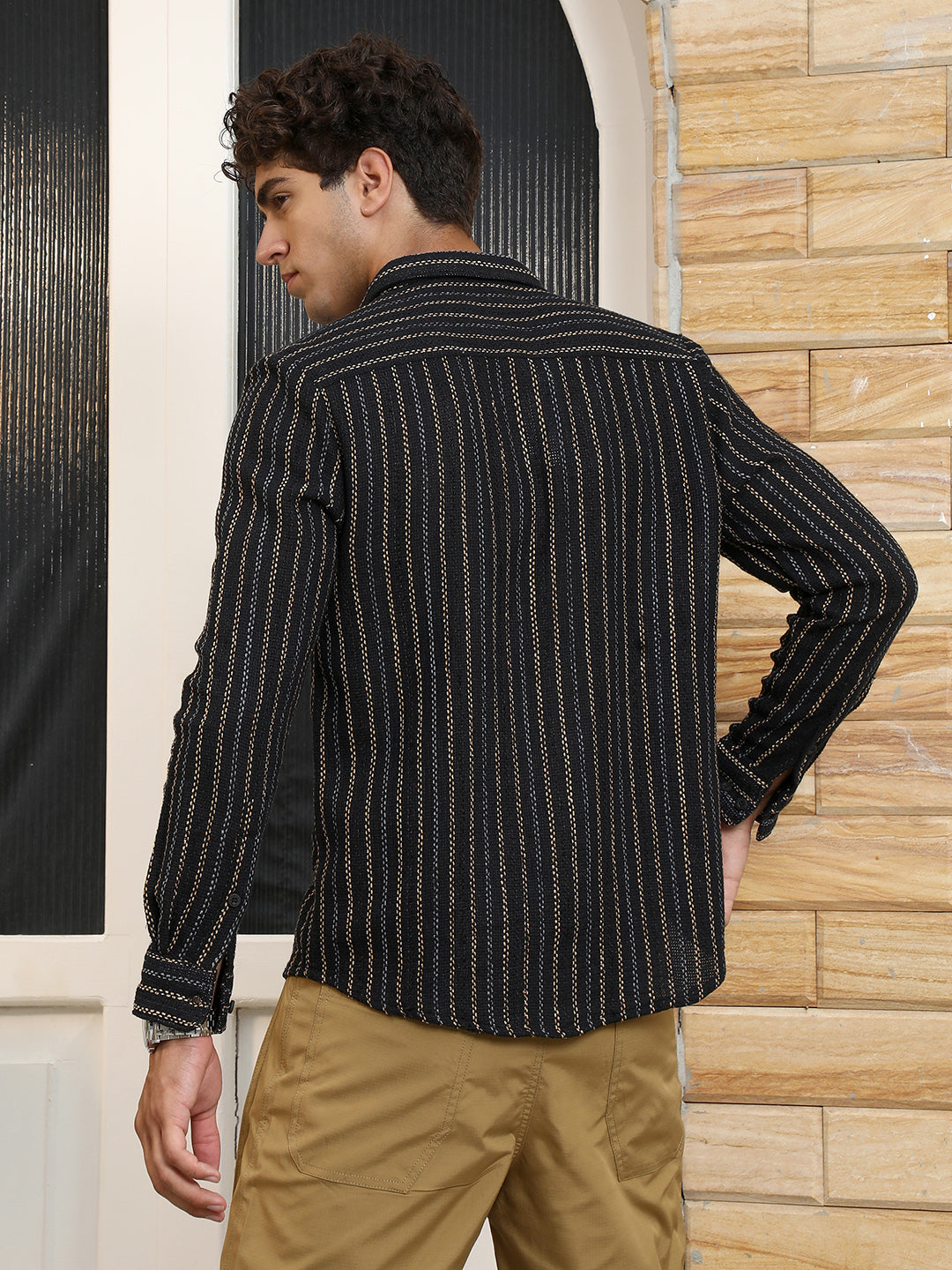 Duo-Jacquard Striped Shirt