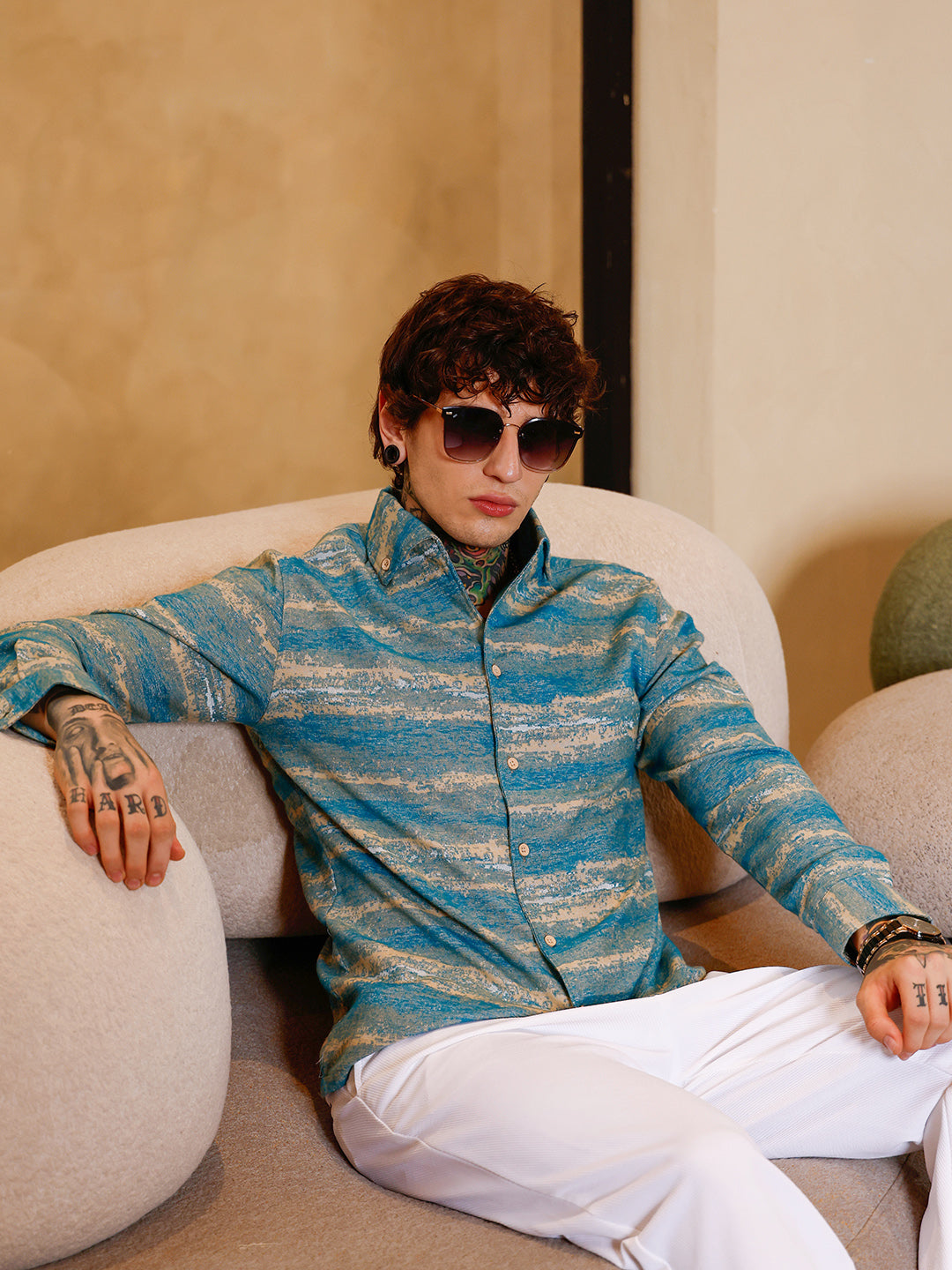 Gradient-Strokes Jacquard Shirt