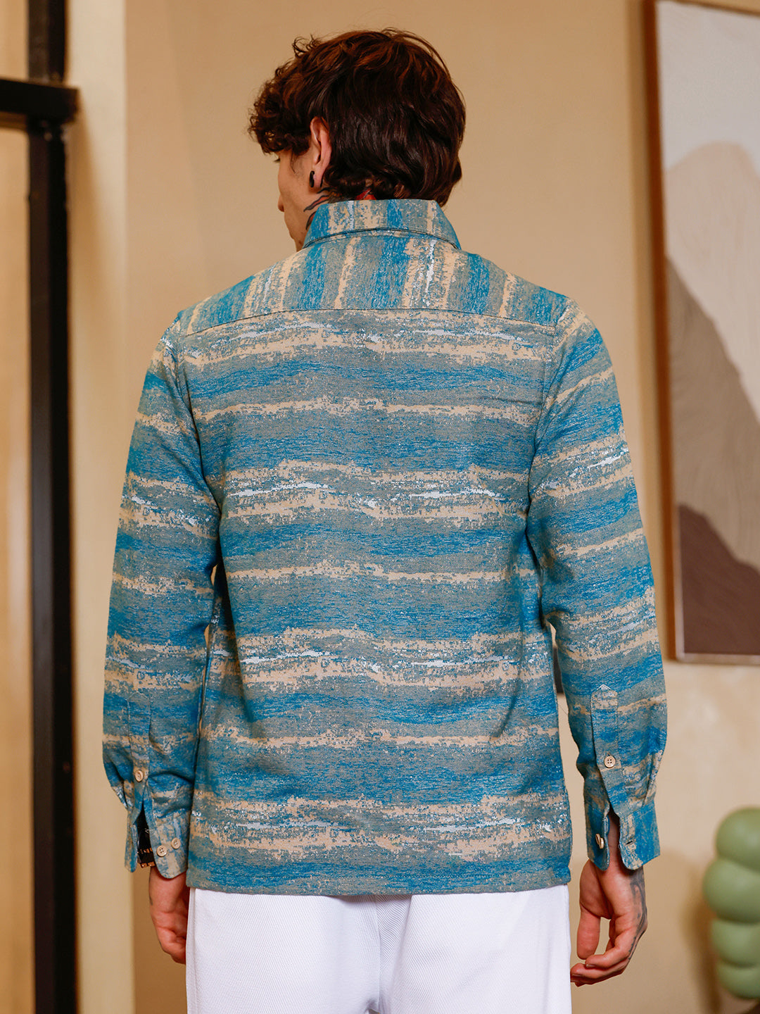 Gradient-Strokes Jacquard Shirt