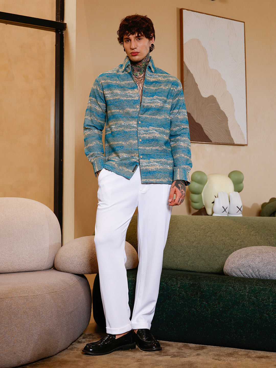 Gradient-Strokes Jacquard Shirt