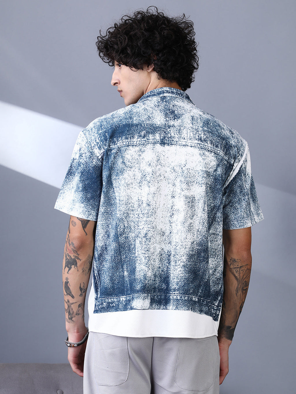 Denim-Imprint Relaxed Shirt