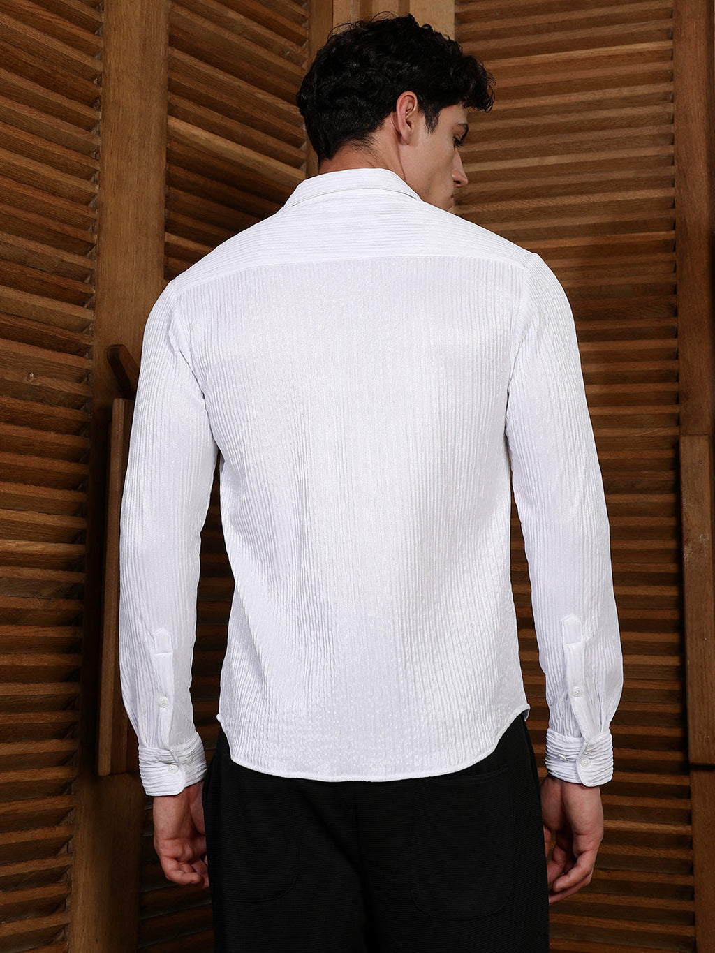 Chalk White Solid Creased Shirt