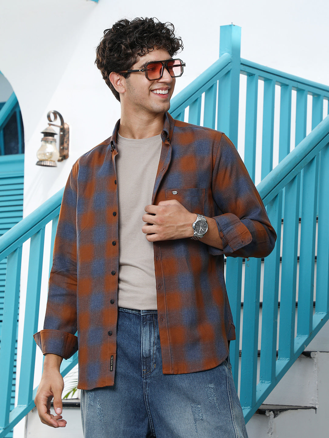 Brushing-Checks Regular Shirt