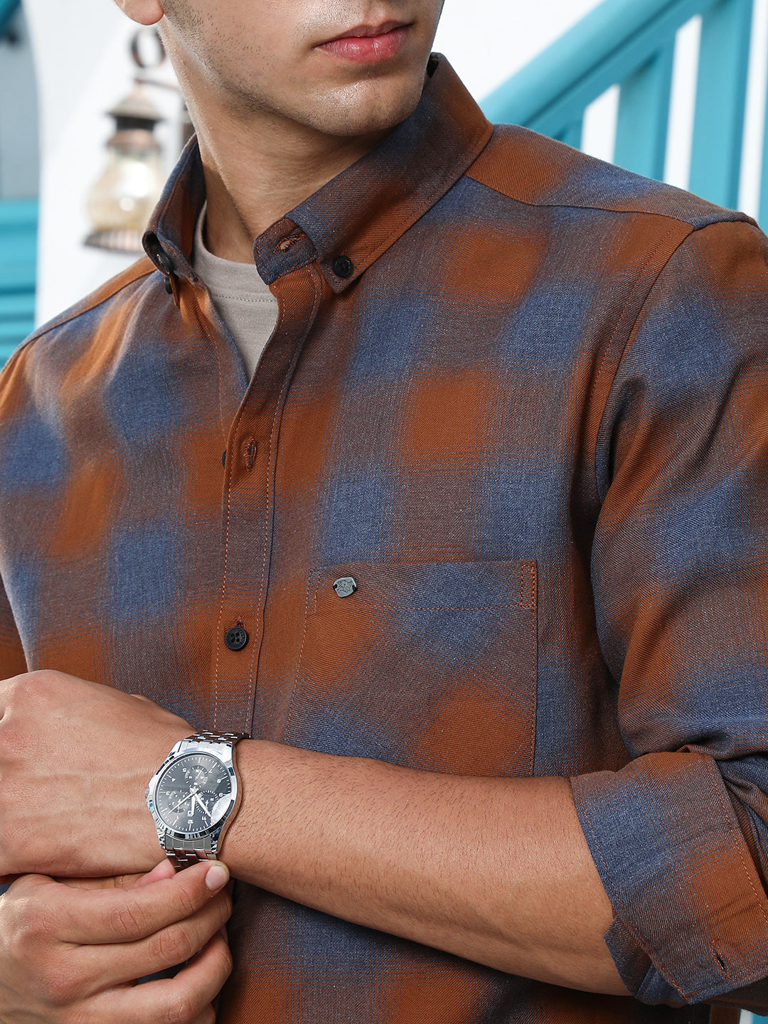 Brushing-Checks Regular Shirt