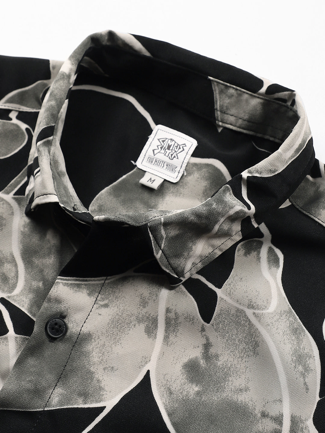 Artistic-Foliage Lined Imrprint Shirt