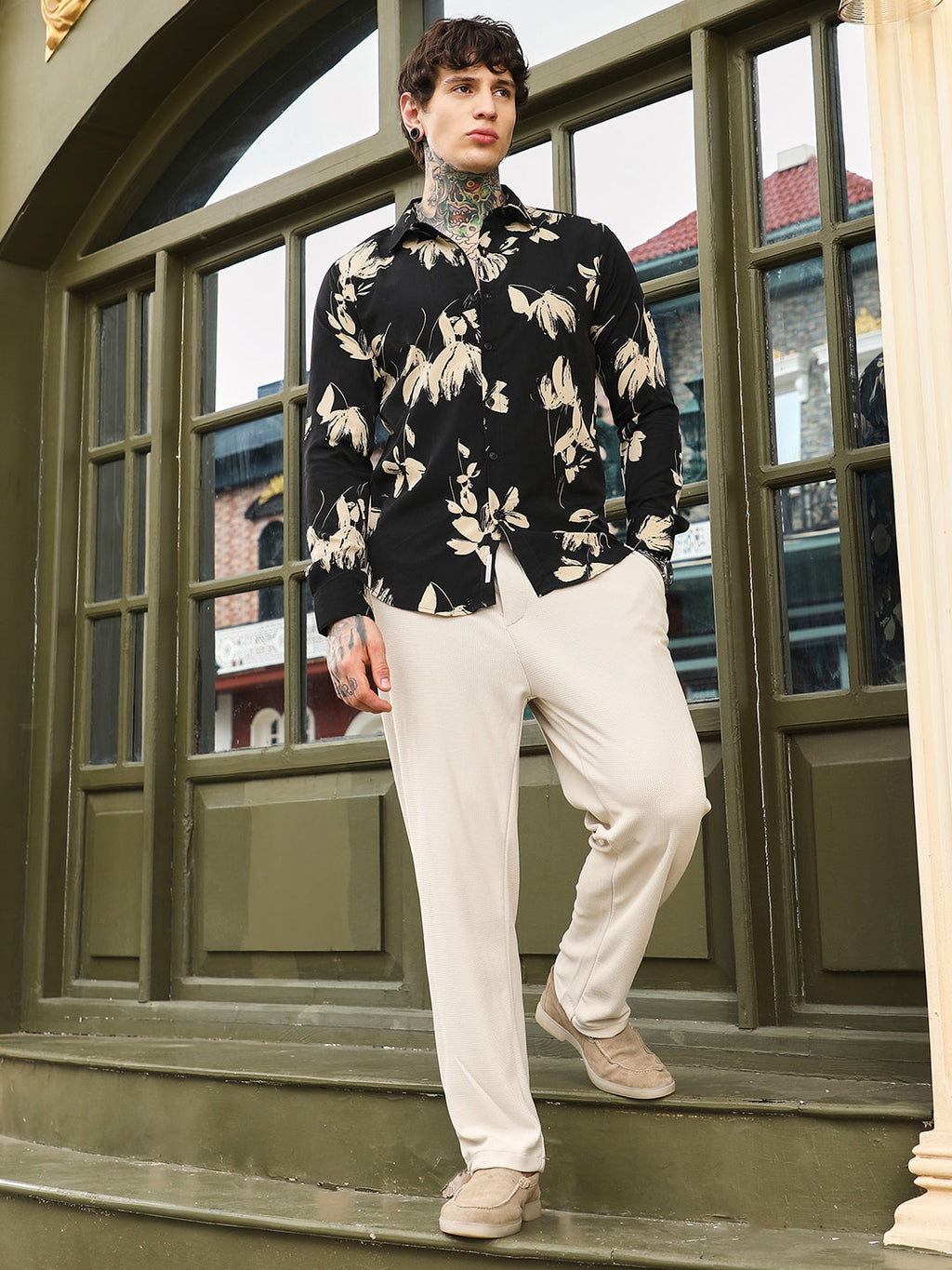 Contrast-Petalia Imprint Shirt