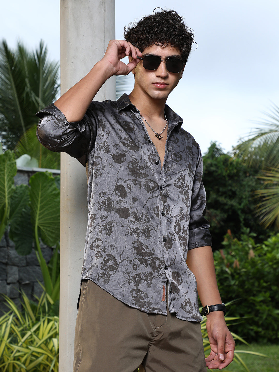 Faded-Flora Jacquard Shirt