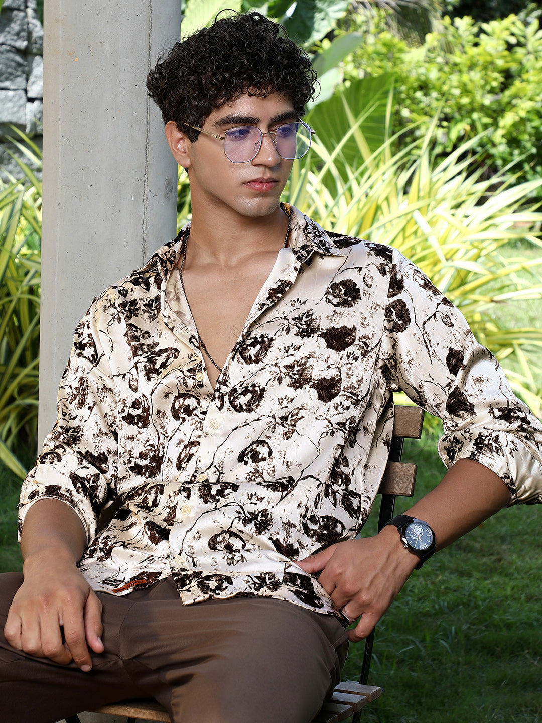 Faded-Flora Jacquard Shirt