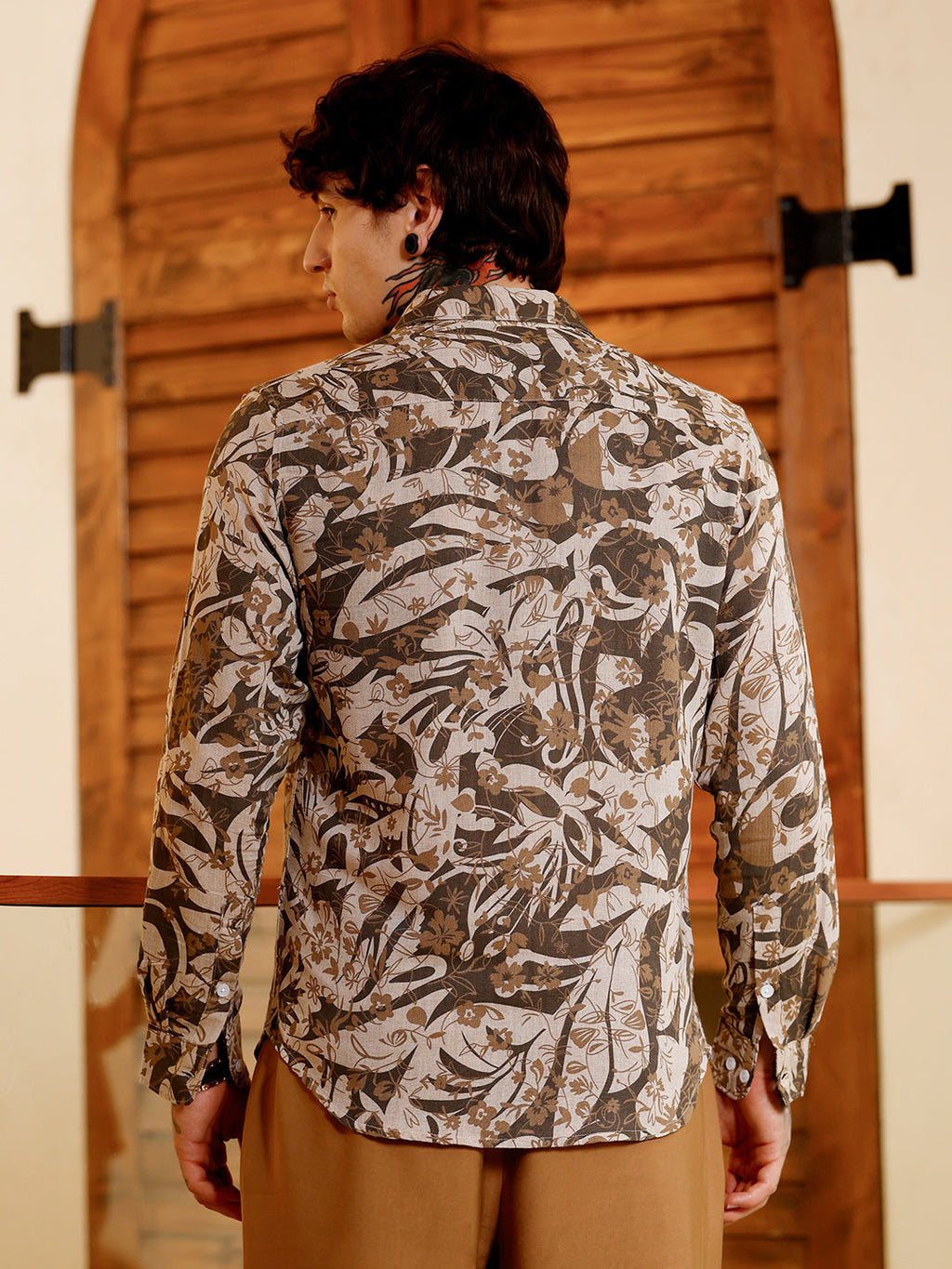 Floral-Block Imprint Shirt