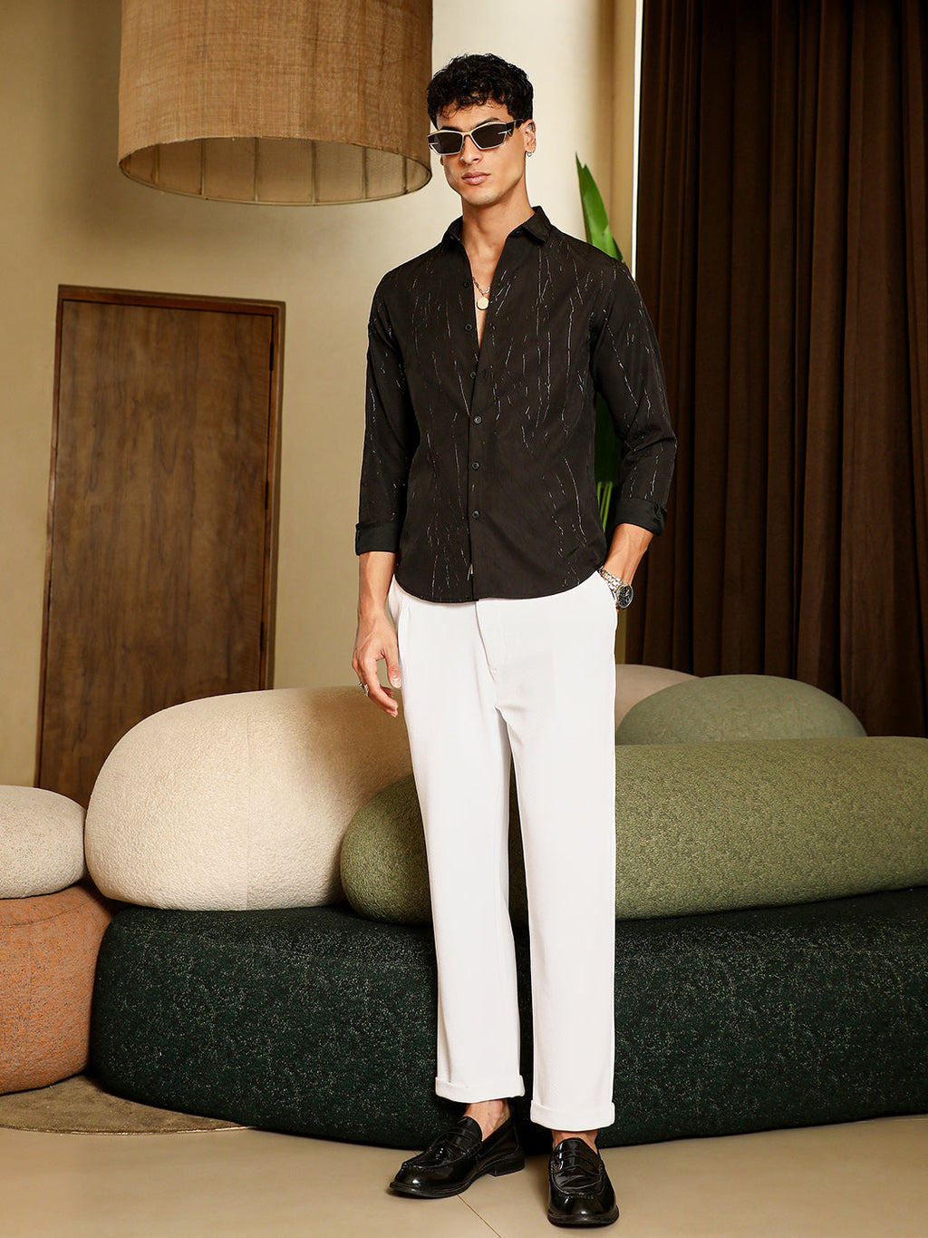 Metallic-Crushed Textured Shirt