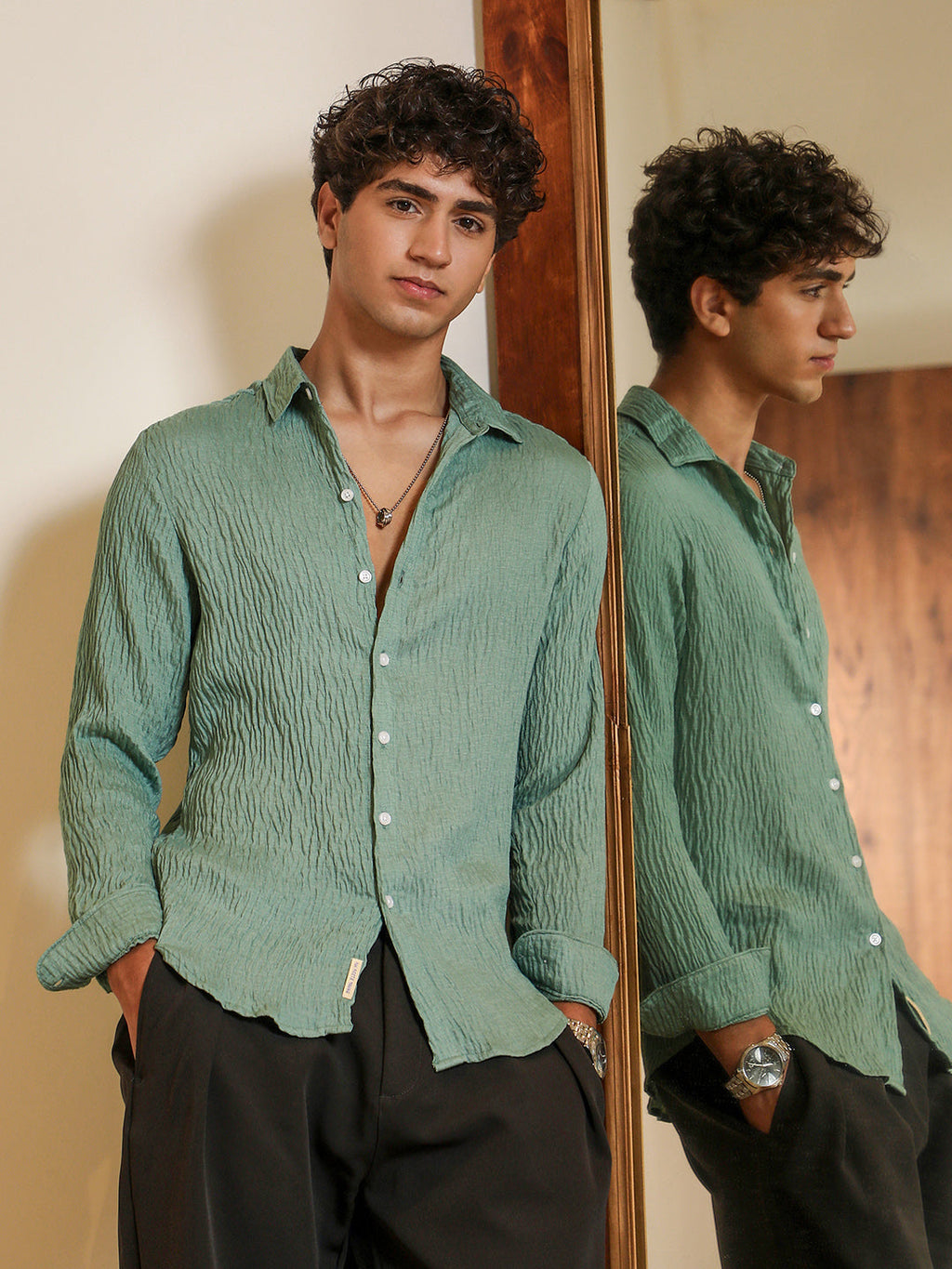 Solid Creased-Tactile Shirt