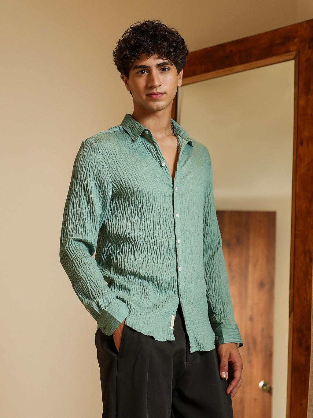 Solid Creased-Tactile Shirt