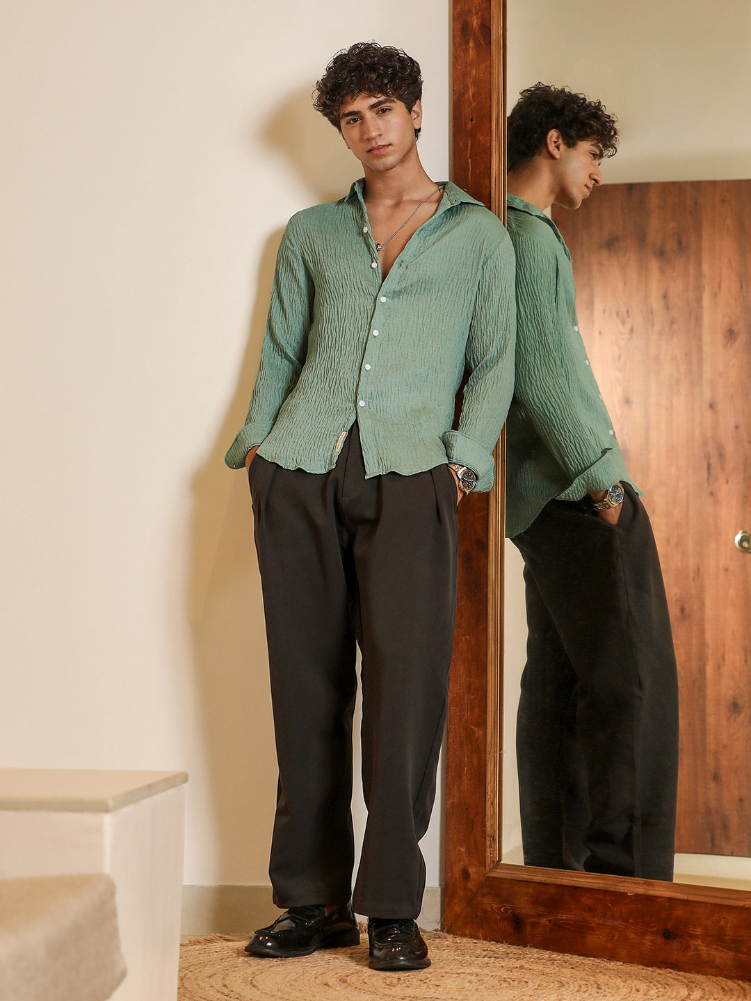 Solid Creased-Tactile Shirt