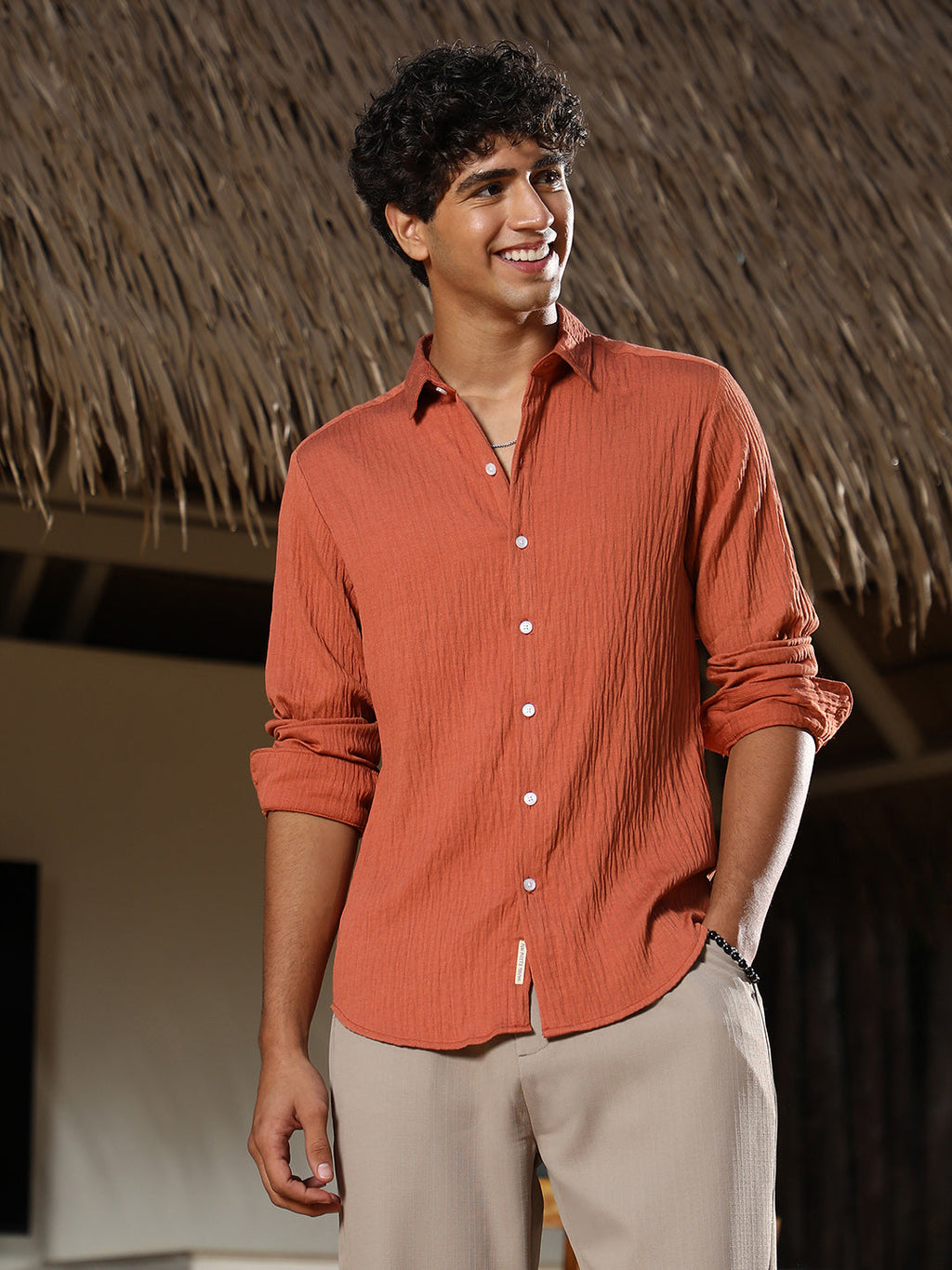 Solid Creased-Tactile Shirt