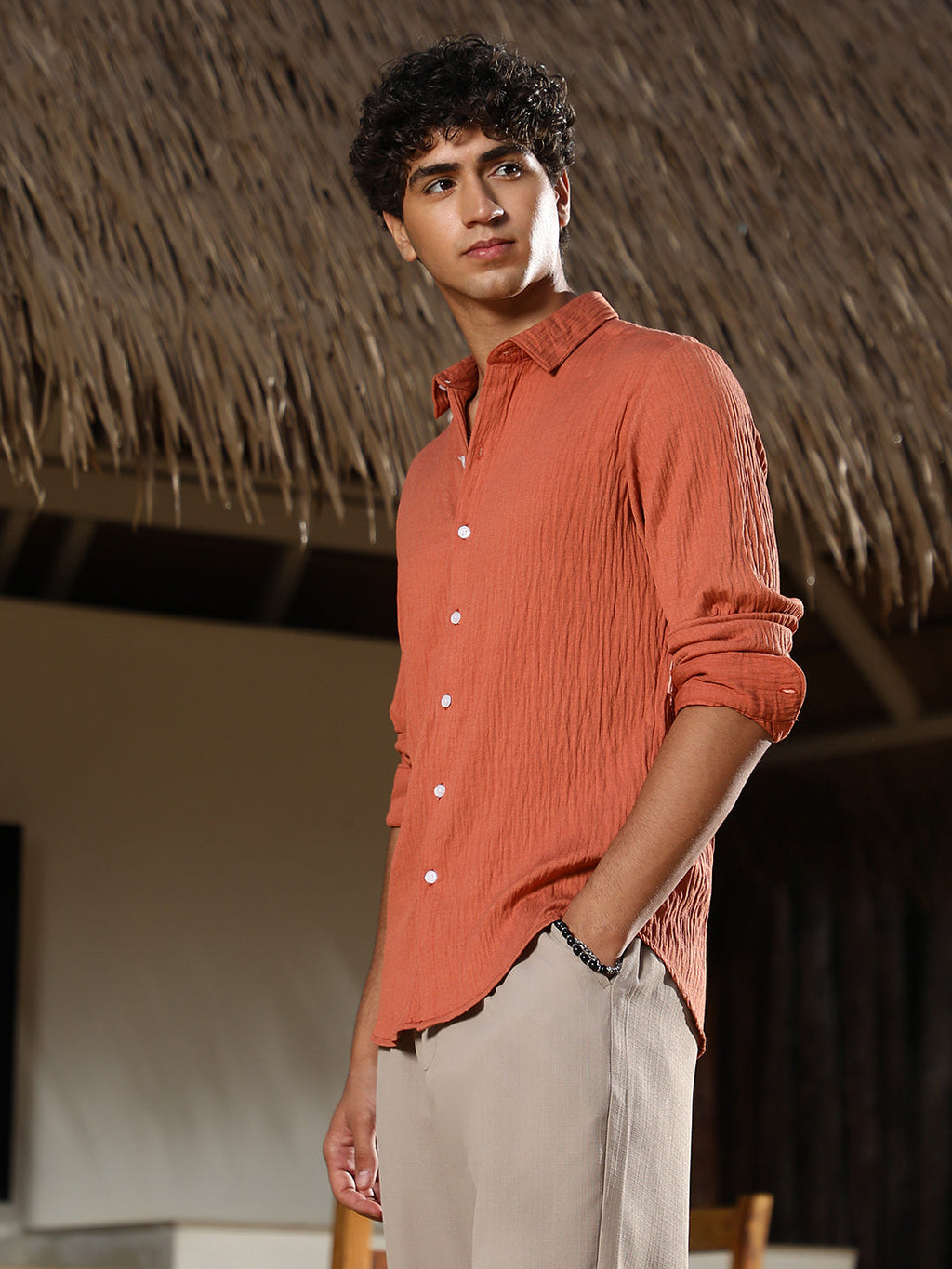 Solid Creased-Tactile Shirt