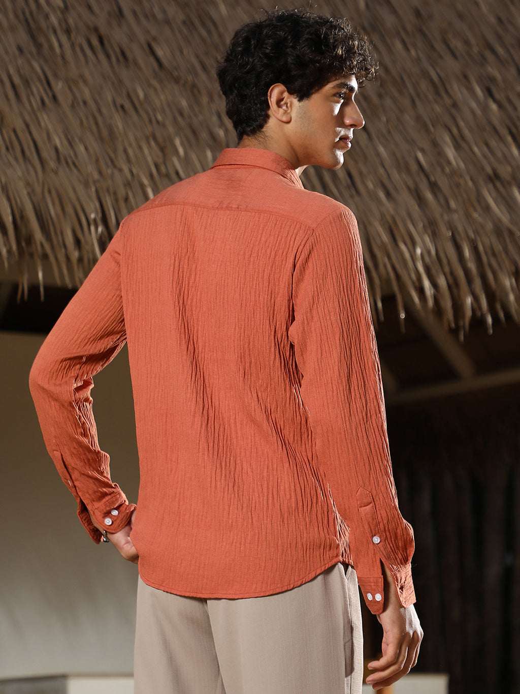 Solid Creased-Tactile Shirt