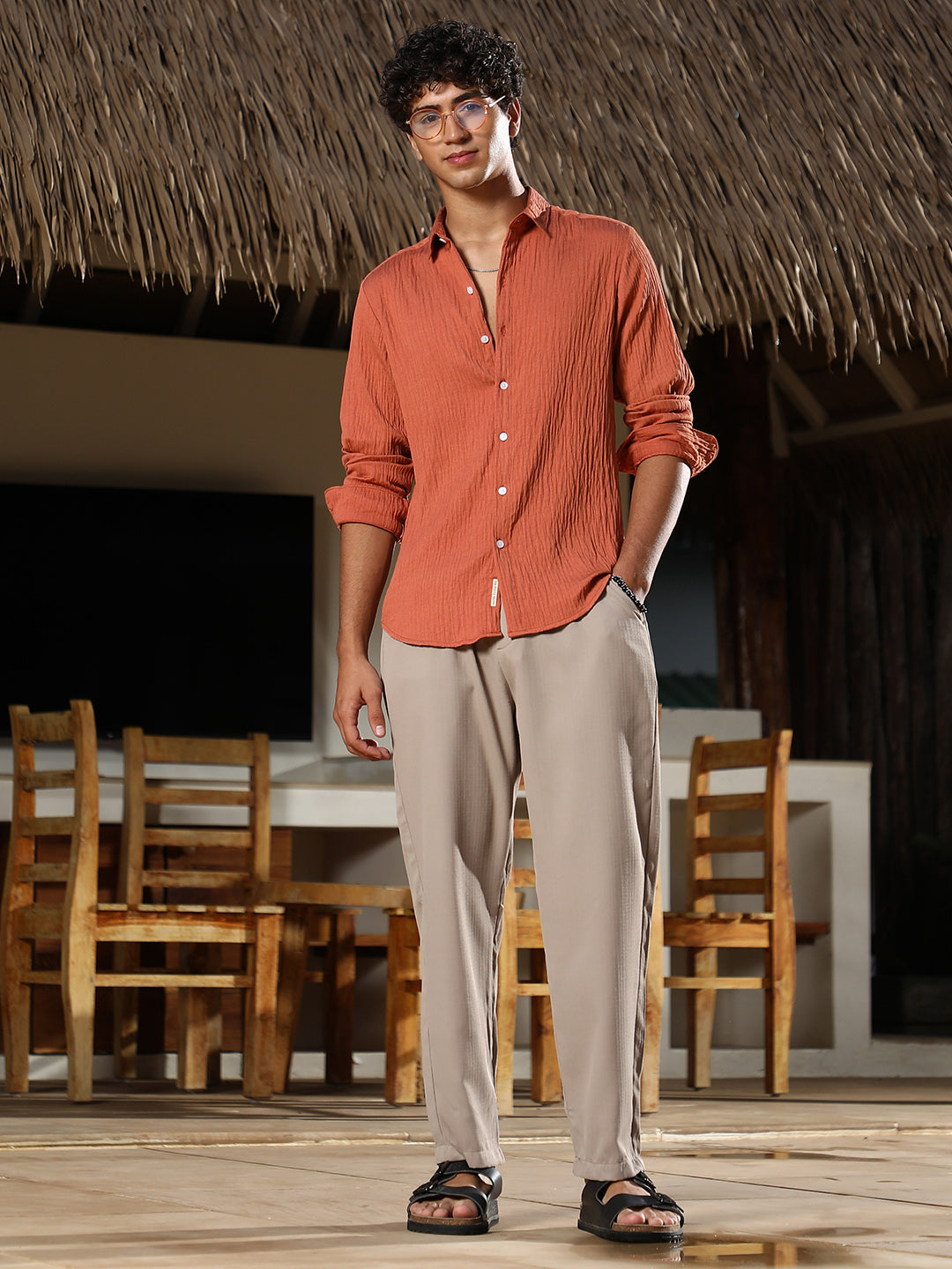 Solid Creased-Tactile Shirt