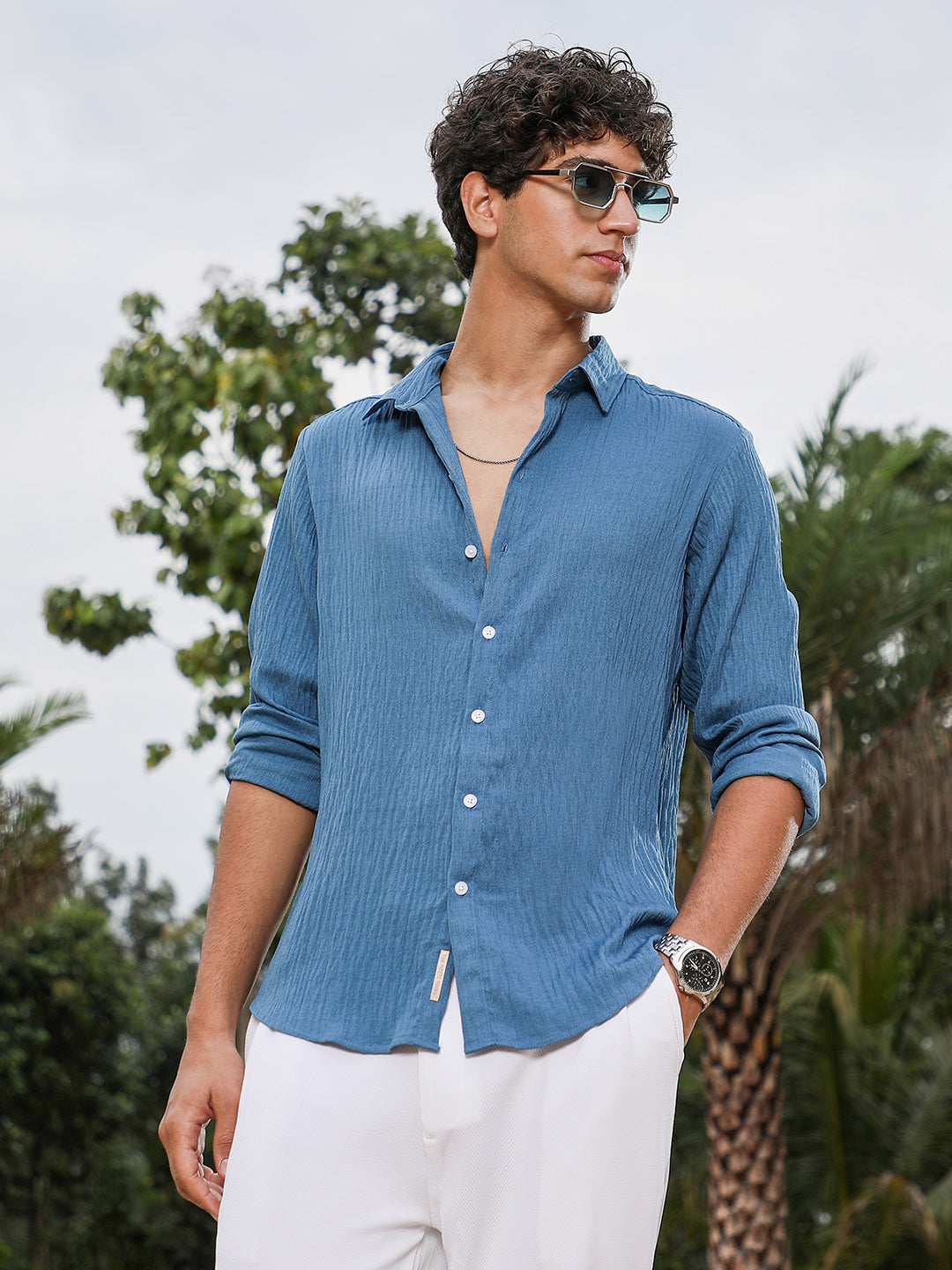 Solid Creased-Tactile Shirt