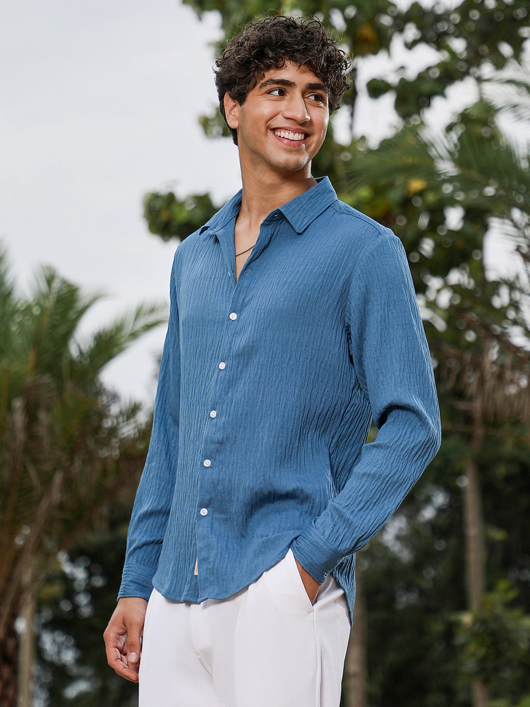 Solid Creased-Tactile Shirt