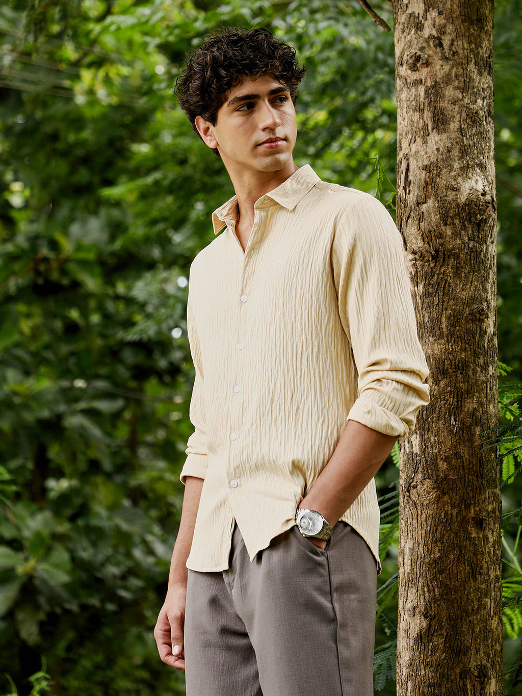 Solid Creased-Tactile Shirt