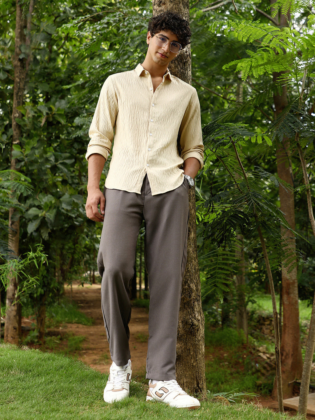 Solid Creased-Tactile Shirt