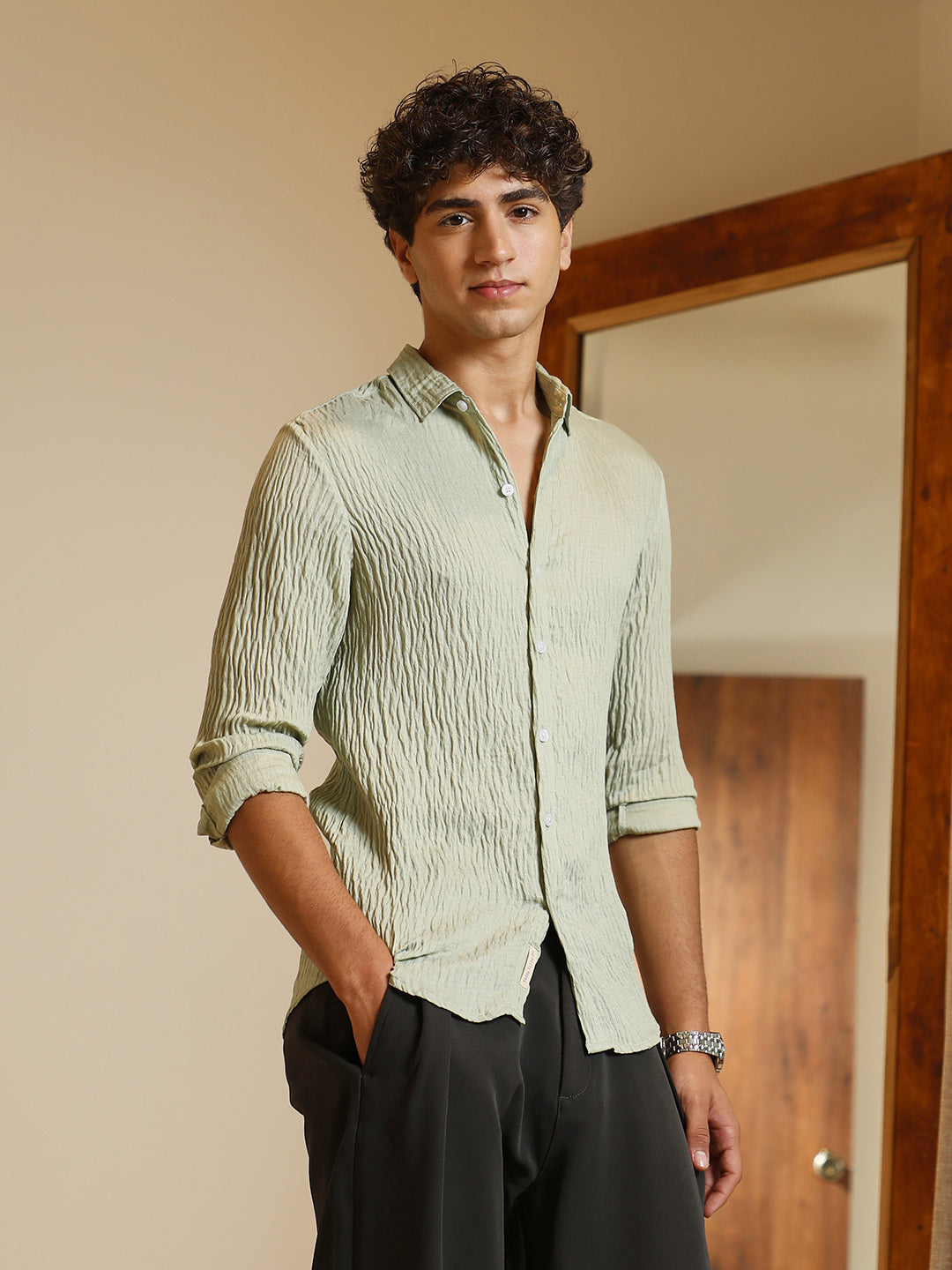 Solid Creased-Tactile Shirt