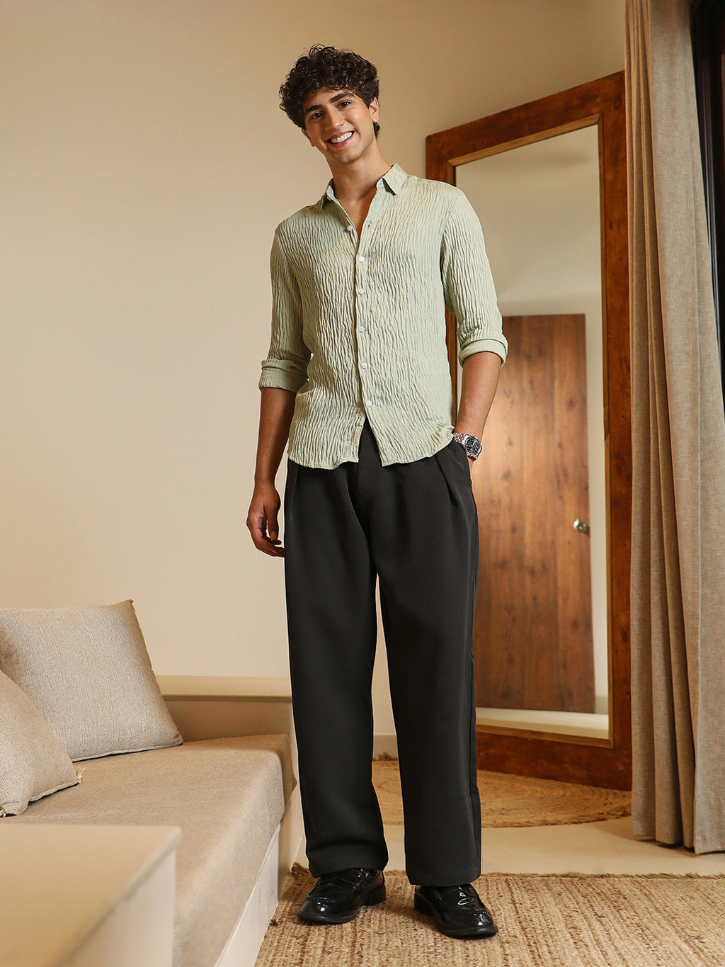 Solid Creased-Tactile Shirt