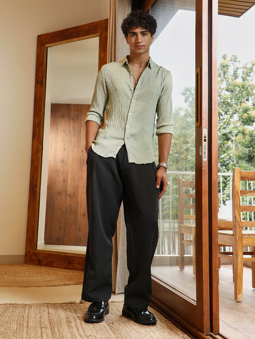 Solid Creased-Tactile Shirt