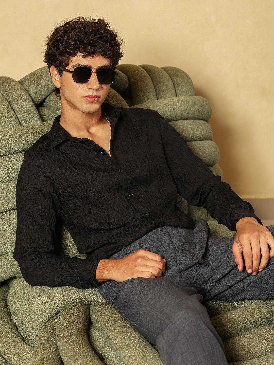 Solid Creased-Tactile Shirt