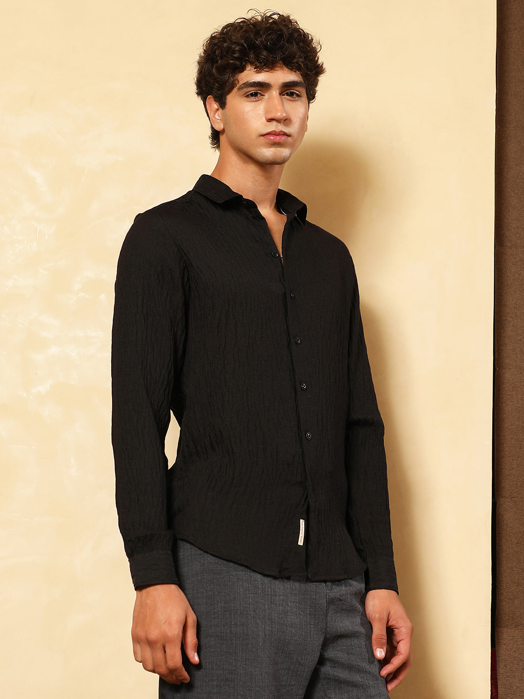 Solid Creased-Tactile Shirt